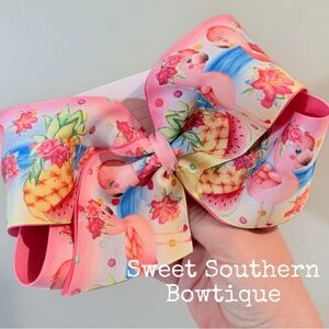 Colorful Flamingo and Pineapple jumbo Hair Bow